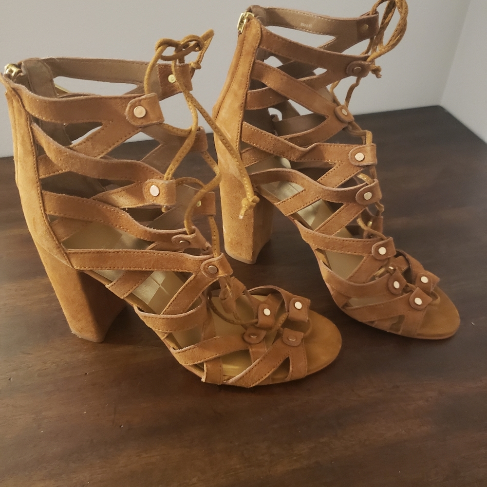 Dolce Vita Lace Up Brown Suede Heeled Sandal 8.5
